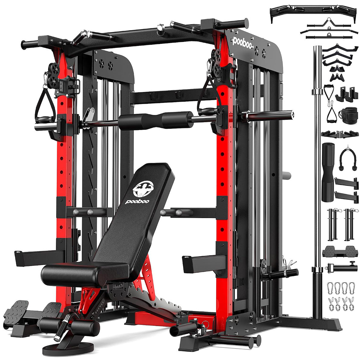 Smith Machine with Adjustable Weight Bench