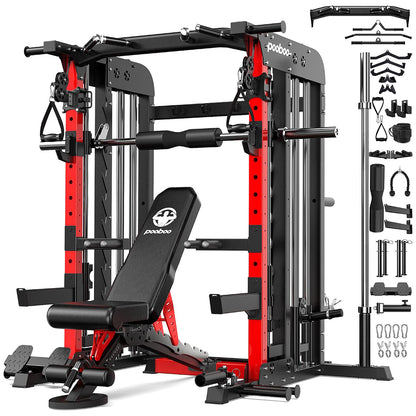 Smith Machine with Adjustable Weight Bench