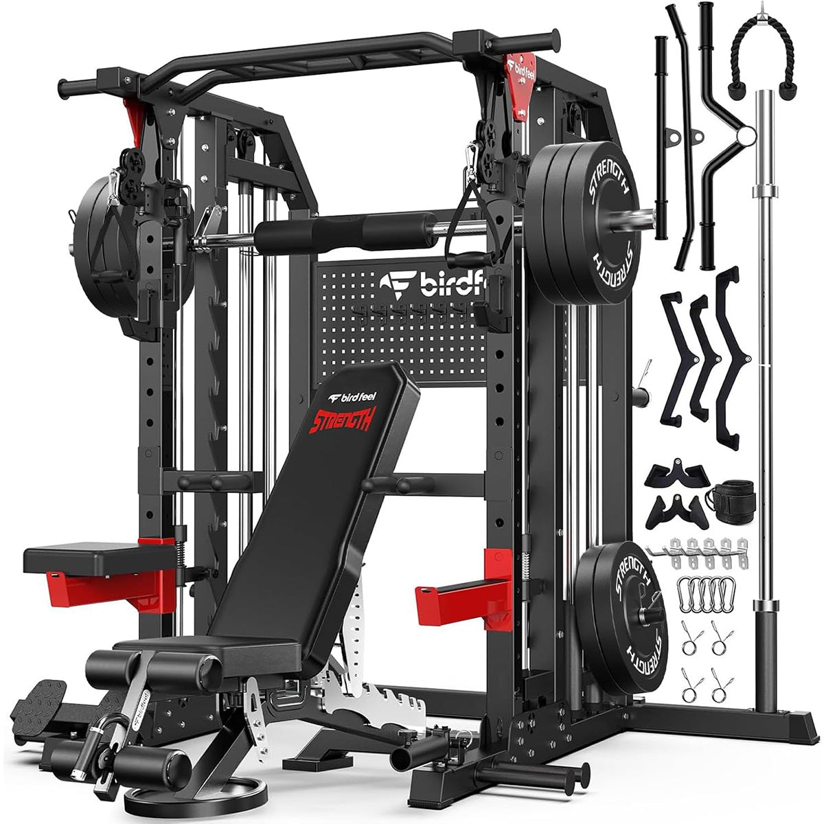 Smith Machine With 230lb counterweight&Bench- Black