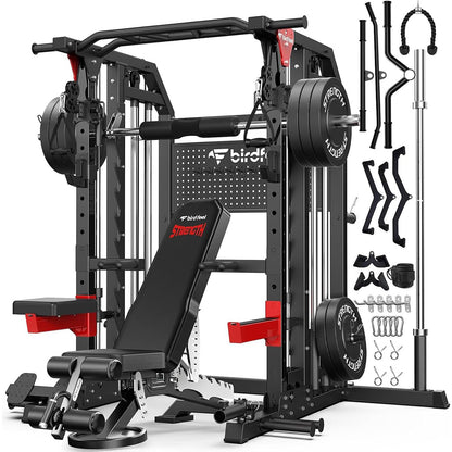 Smith Machine With 230lb counterweight&Bench- Black