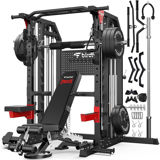 Smith Machine With 230lb counterweight&Bench- Black