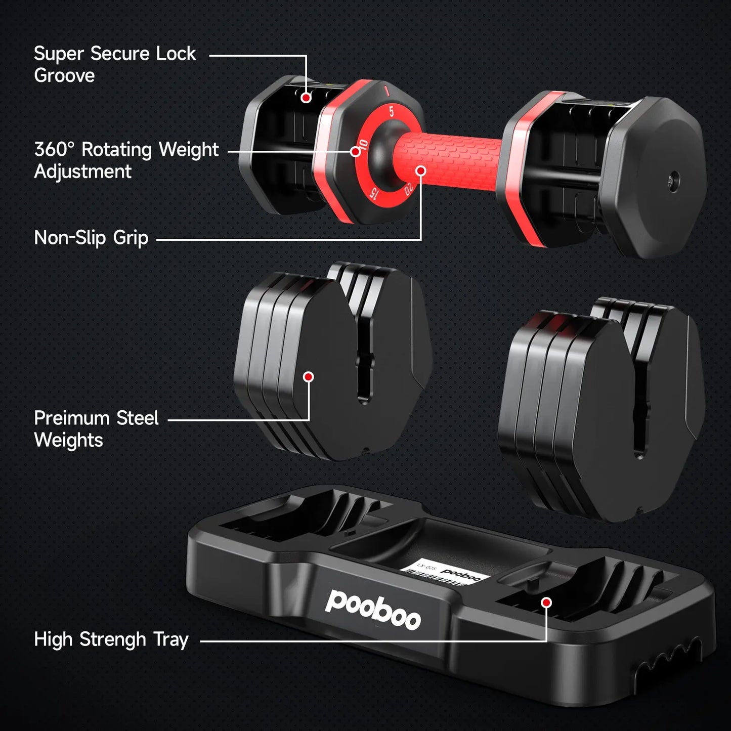 Pooboo Home Adjustable Dumbbells W20