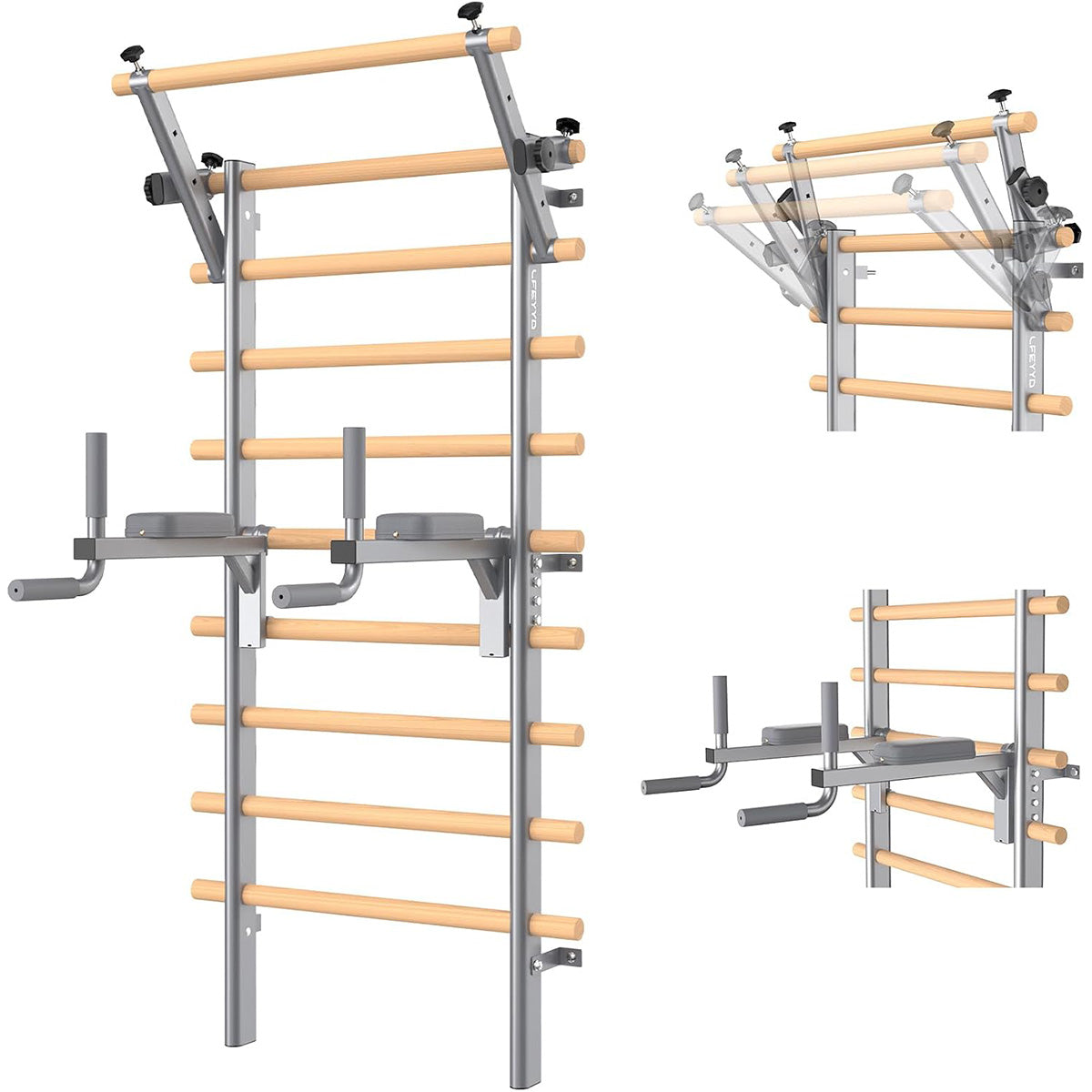 C107 Swedish Ladder Stall Bar Wall Mounted With Pull Up Bar