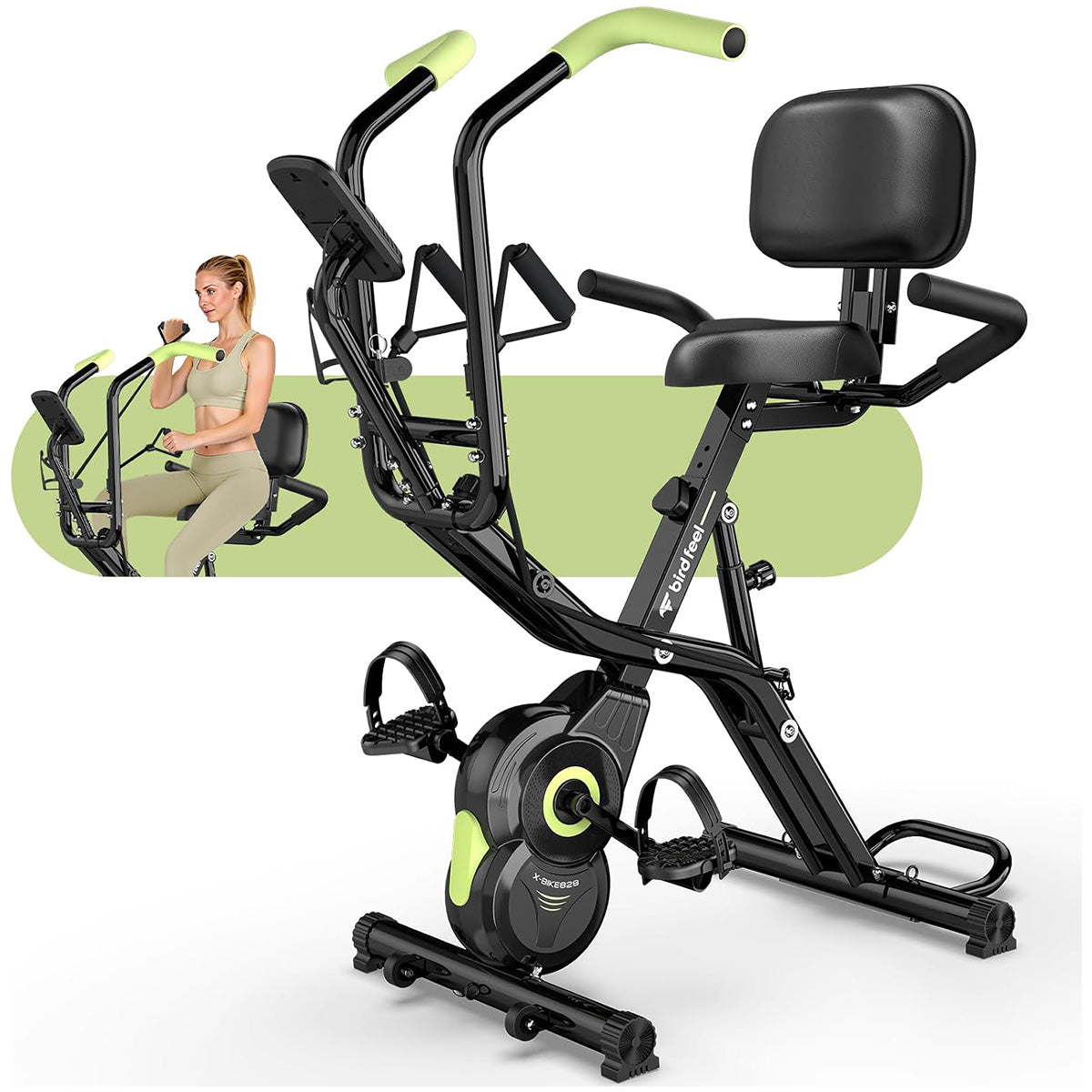 X828 Magnetic Foldable Exercise Bike-Green