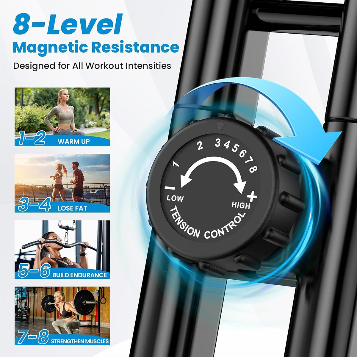 X828 Magnetic Foldable Exercise Bike-Blue