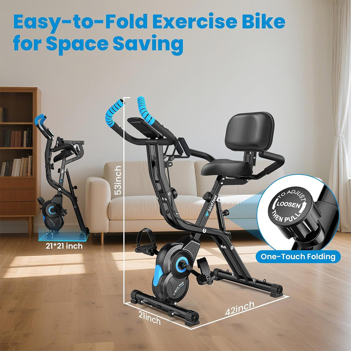 X828 Magnetic Foldable Exercise Bike-Blue