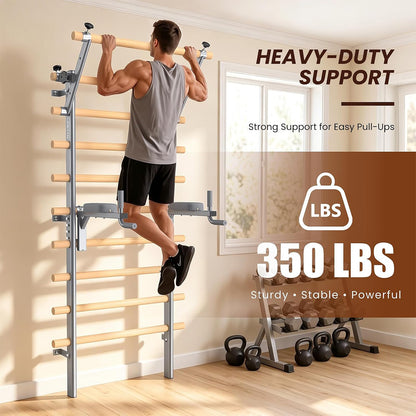 C107 Swedish Ladder Stall Bar Wall Mounted With Pull Up Bar