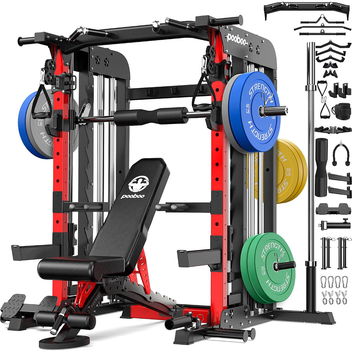 Power Cage With 230lb counterweight&Bench- Color