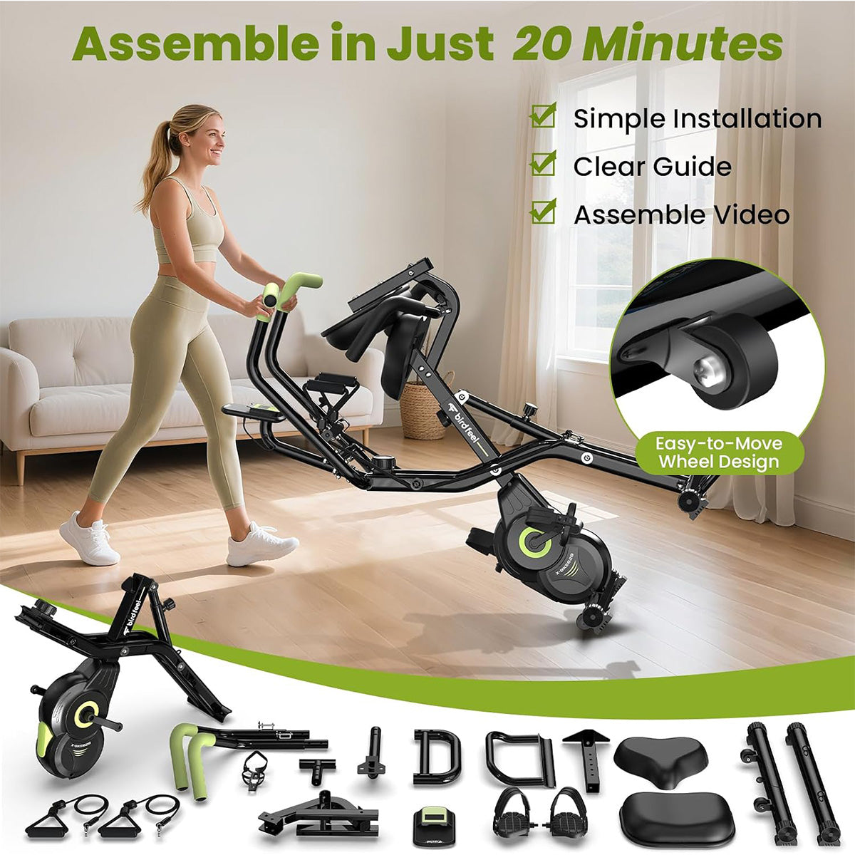 X828 Magnetic Foldable Exercise Bike-Green