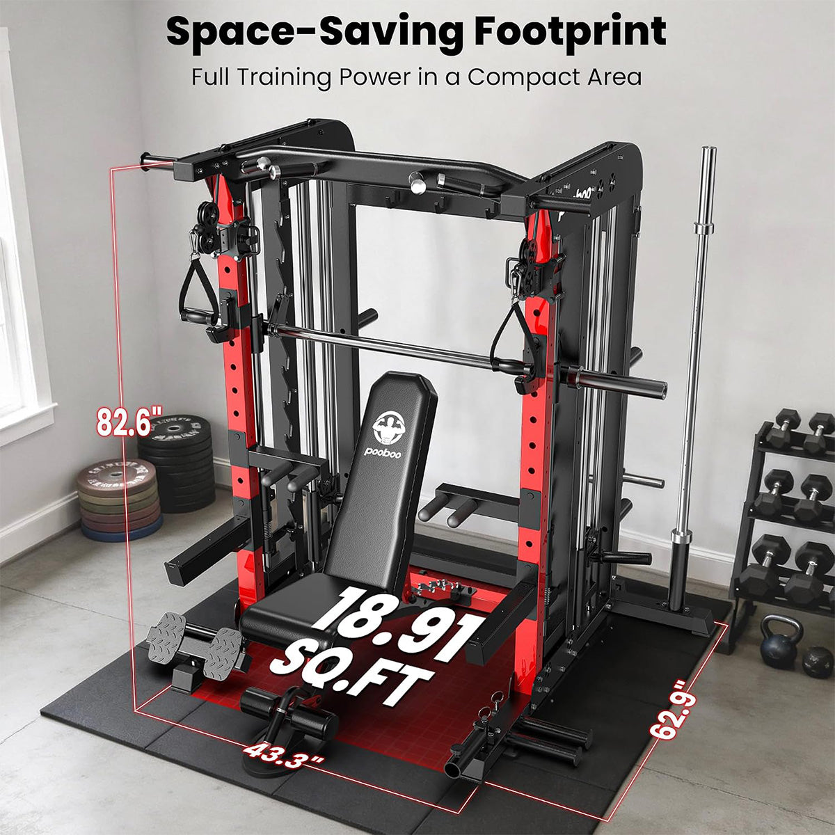 Power Cage With 230lb counterweight&Bench- Color