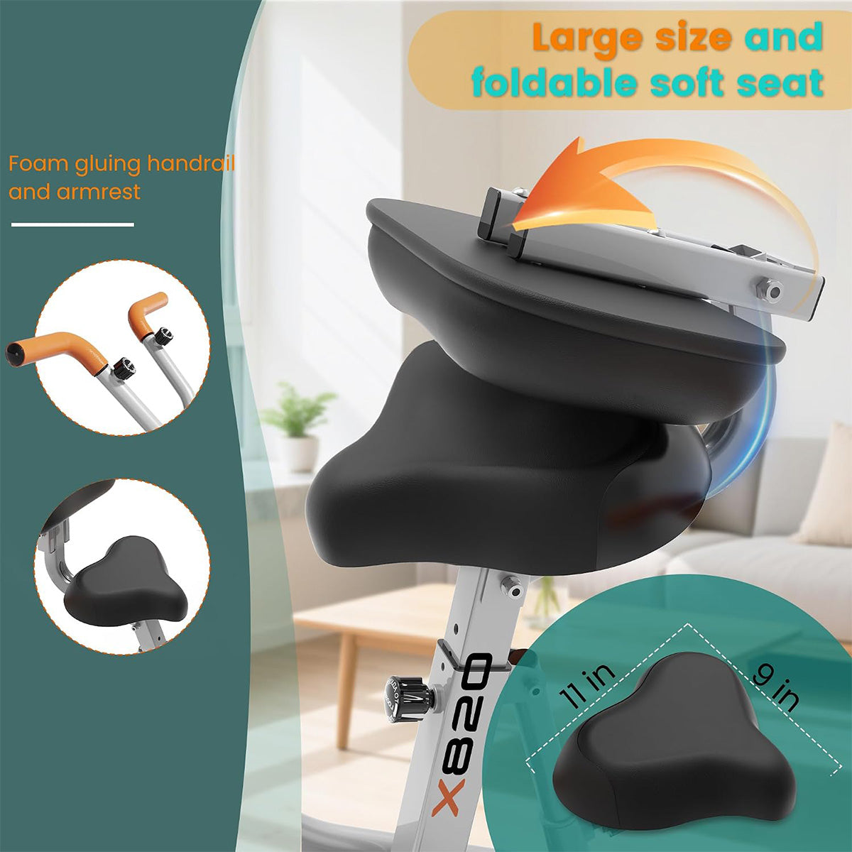 X820 Foldable Exercise Bike with Elliptical Mode