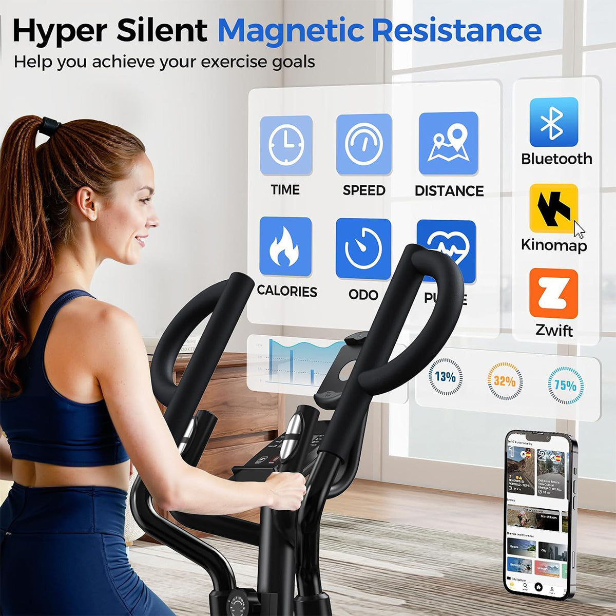 E399 Silent Elliptical machine-Silver