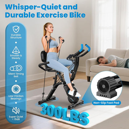 X828 Magnetic Foldable Exercise Bike-Blue