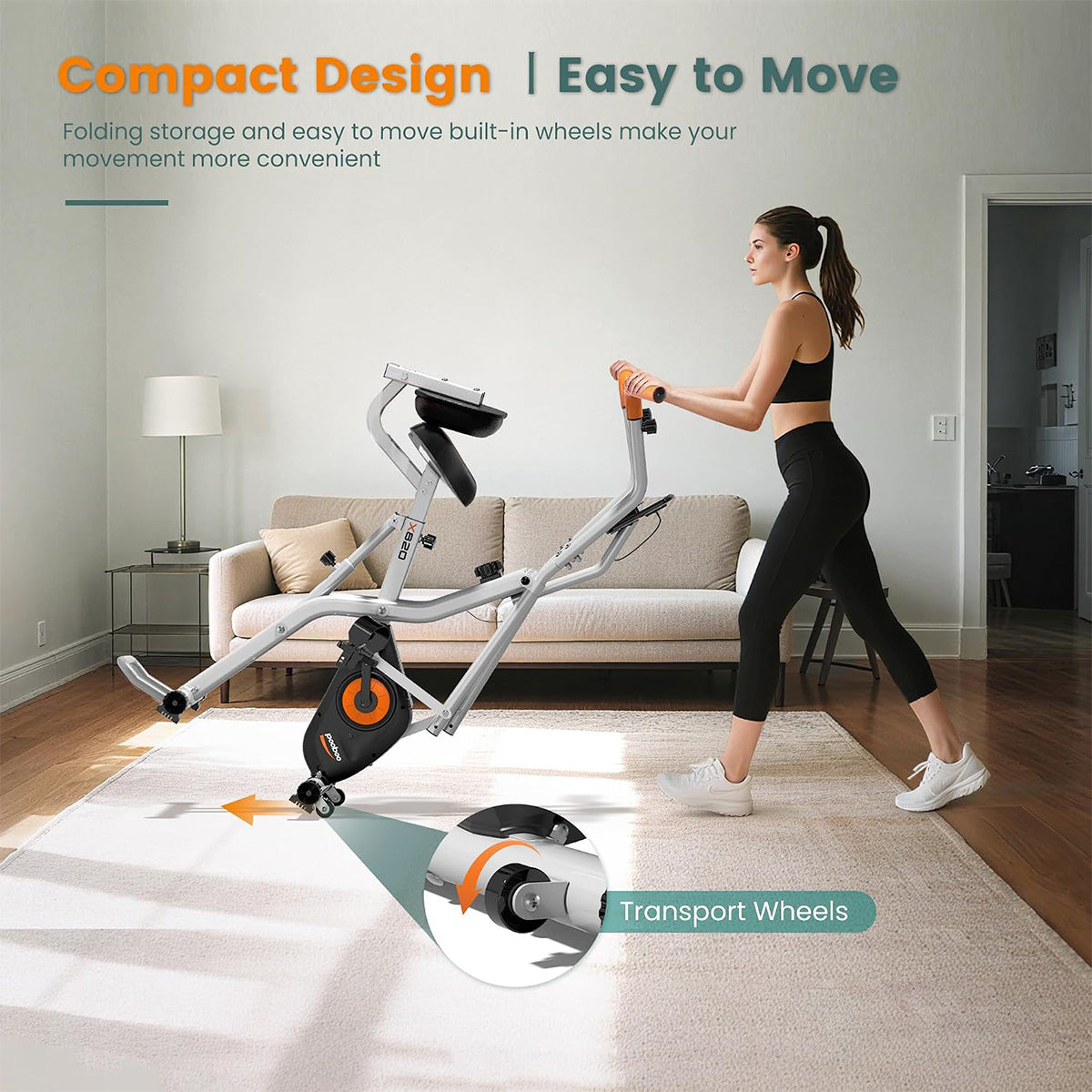 X820 Foldable Exercise Bike with Elliptical Mode
