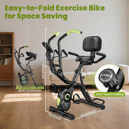 X828 Magnetic Foldable Exercise Bike-Green