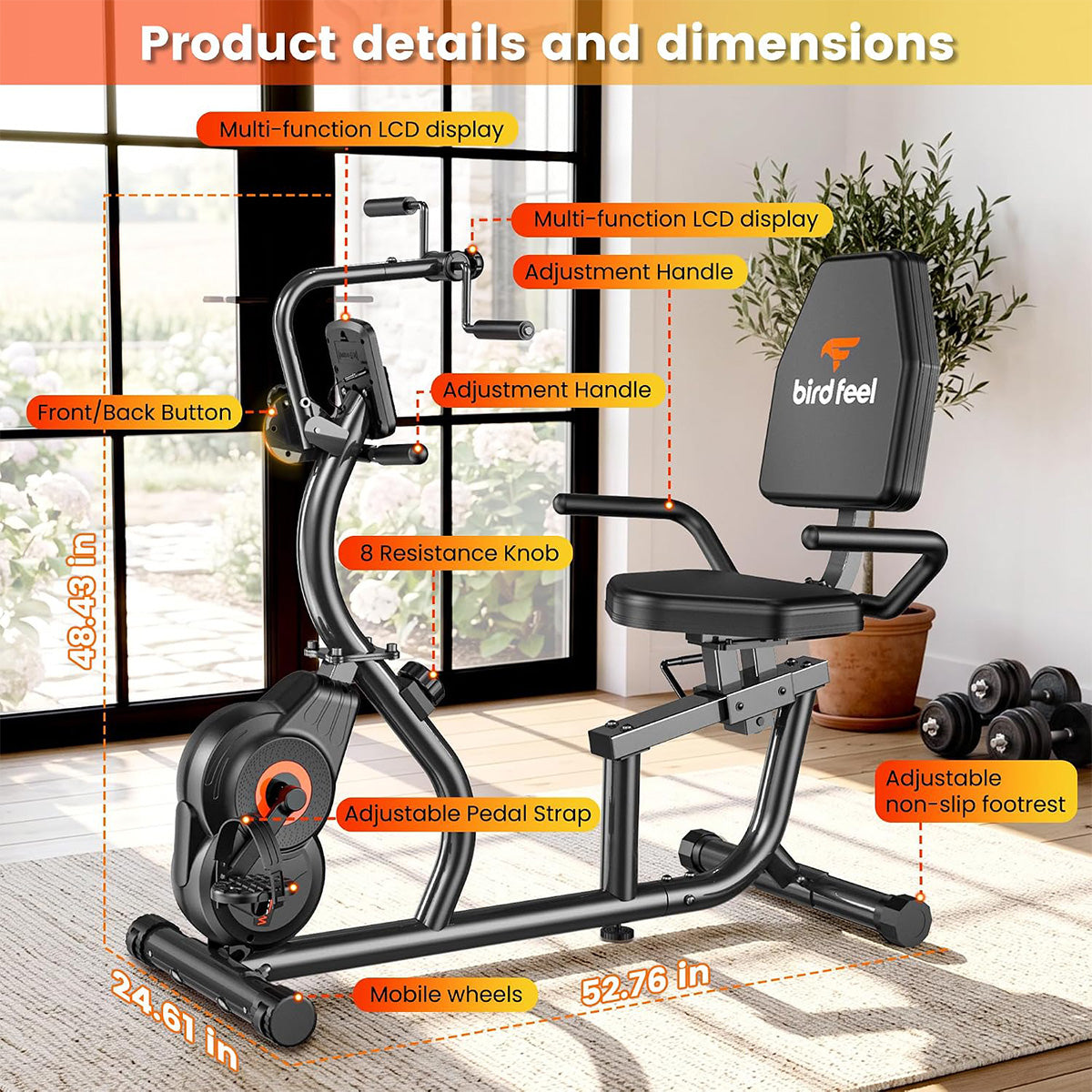 W309 Quiet Magnetic Recumbent Exercise Bike