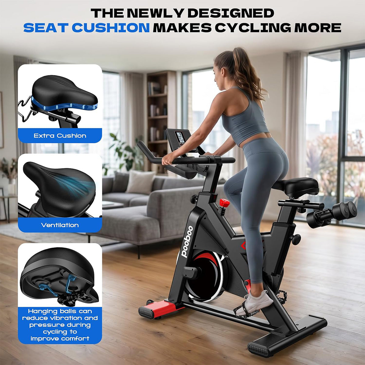 D810 Stationary Bikes with Comfortable Seat Cushion