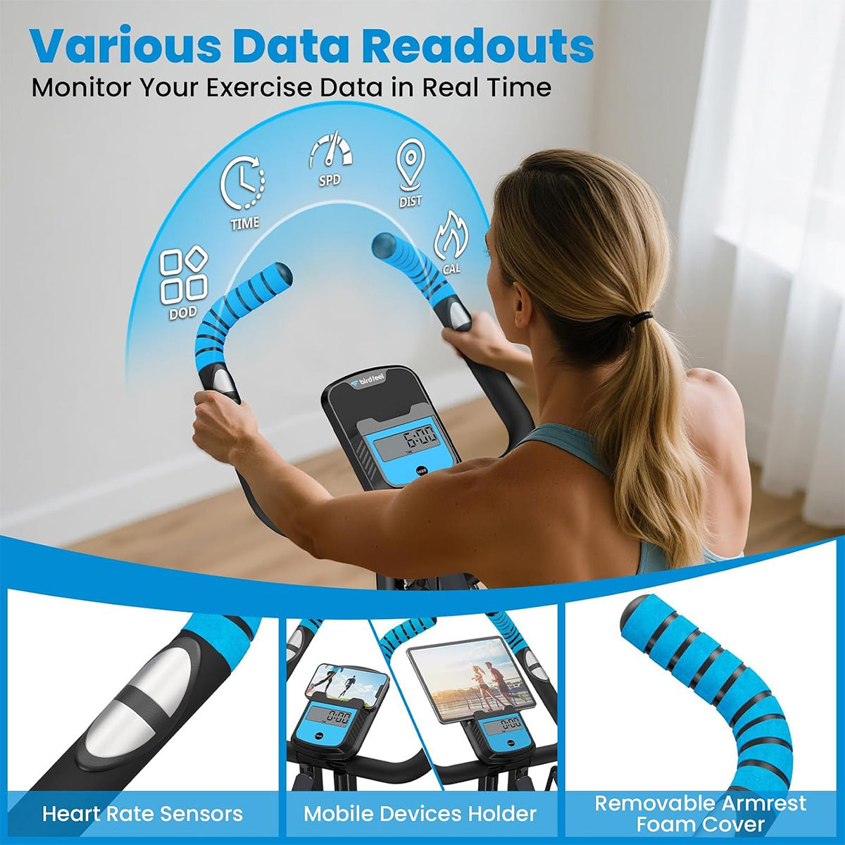 X828 Magnetic Foldable Exercise Bike-Blue