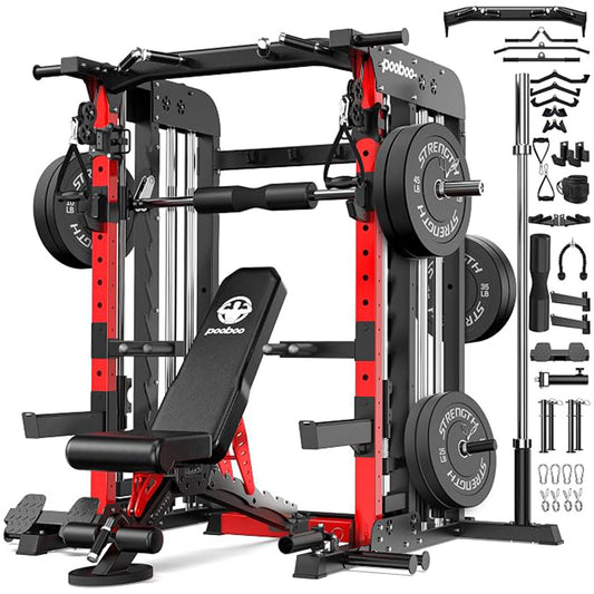 Power Cage With 230lb counterweight&Bench- Black