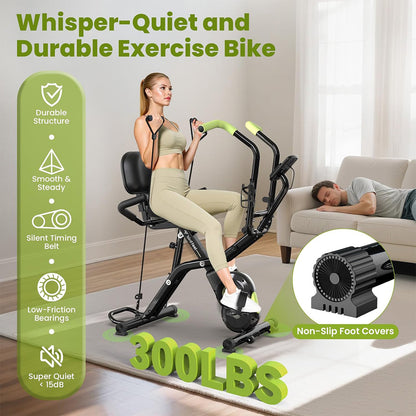 X828 Magnetic Foldable Exercise Bike-Green
