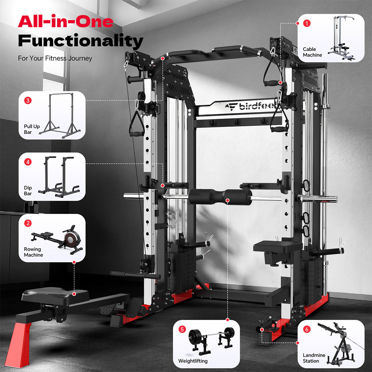 P630Pro Smith Machine With Rowing Machine Components