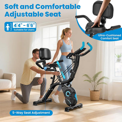 X828 Magnetic Foldable Exercise Bike-Blue