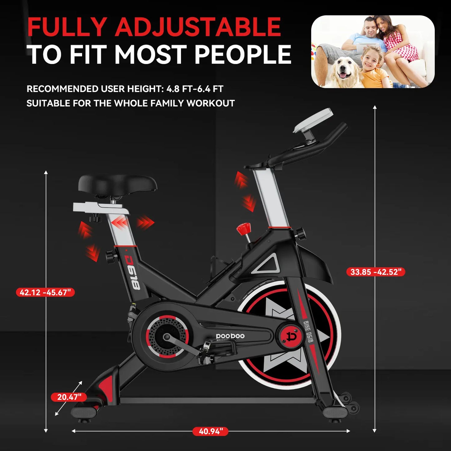 Pooboo Stationary Bike for Home Gym D618