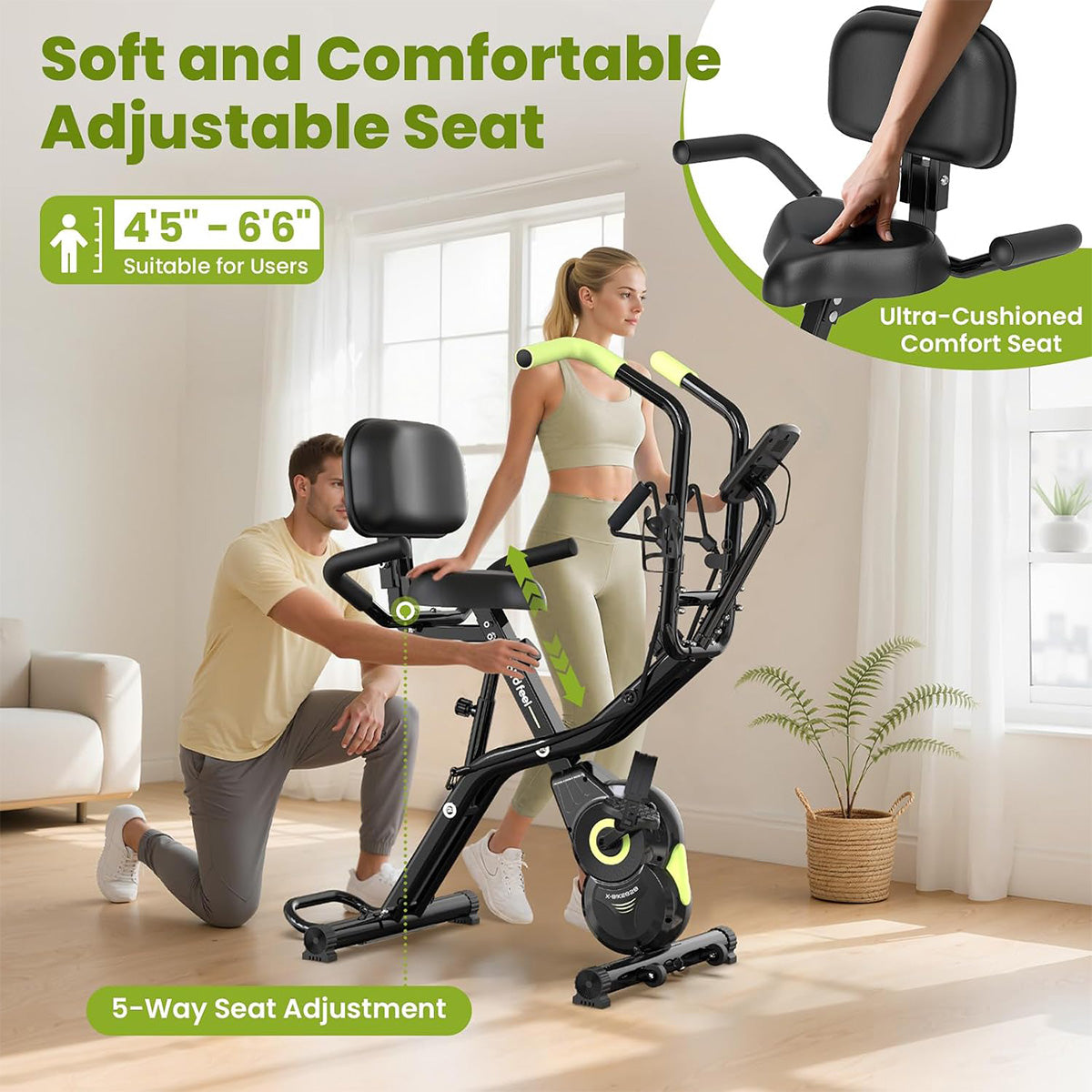 X828 Magnetic Foldable Exercise Bike-Green