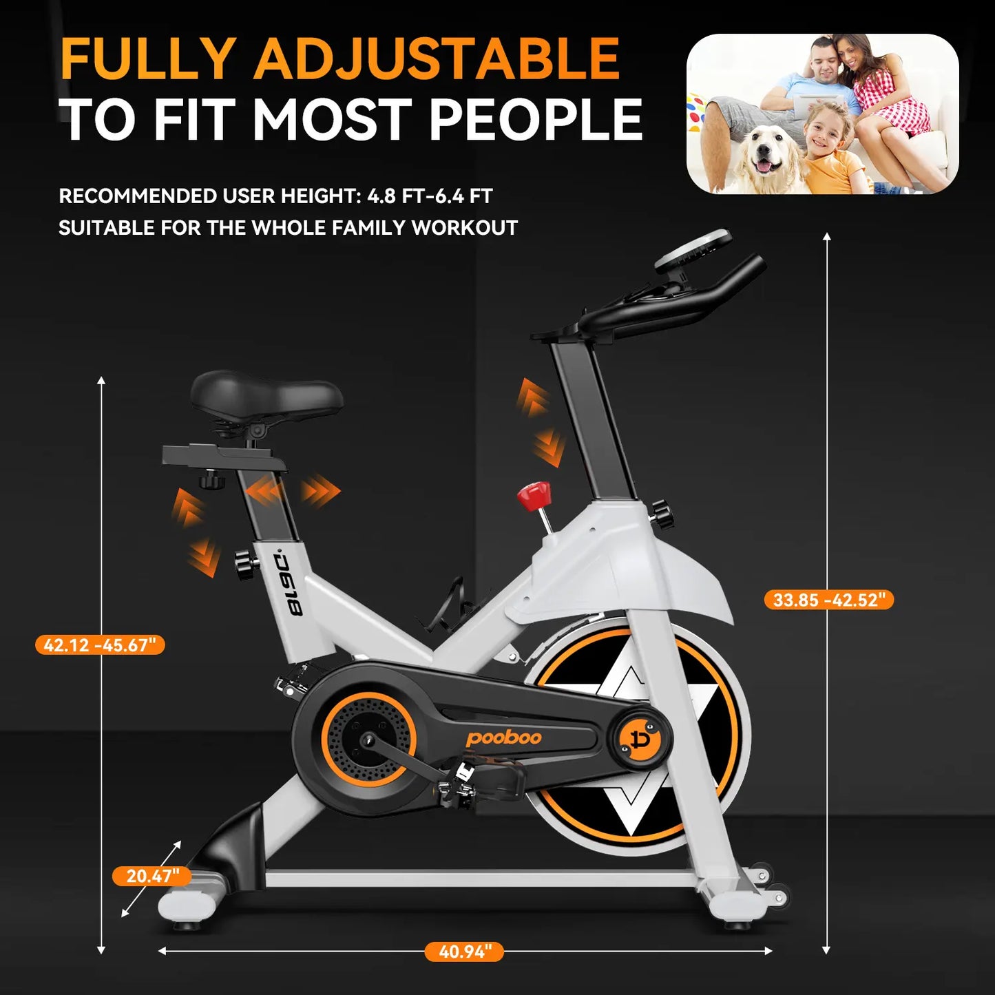 Pooboo Stationary Bike for Home Gym D618