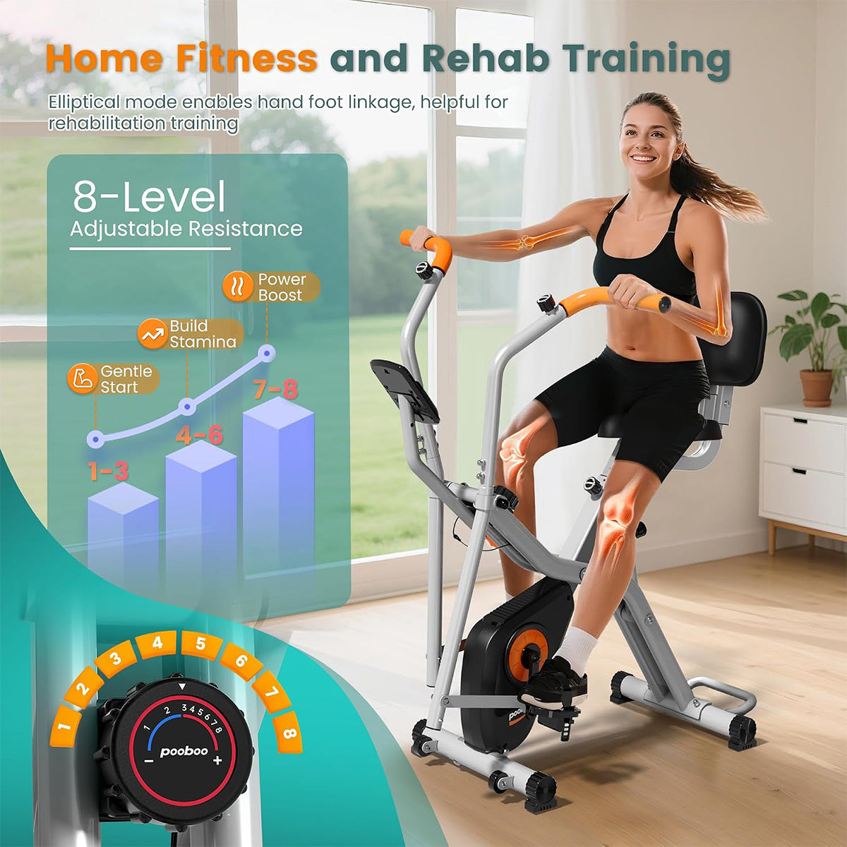 X820 Foldable Exercise Bike with Elliptical Mode