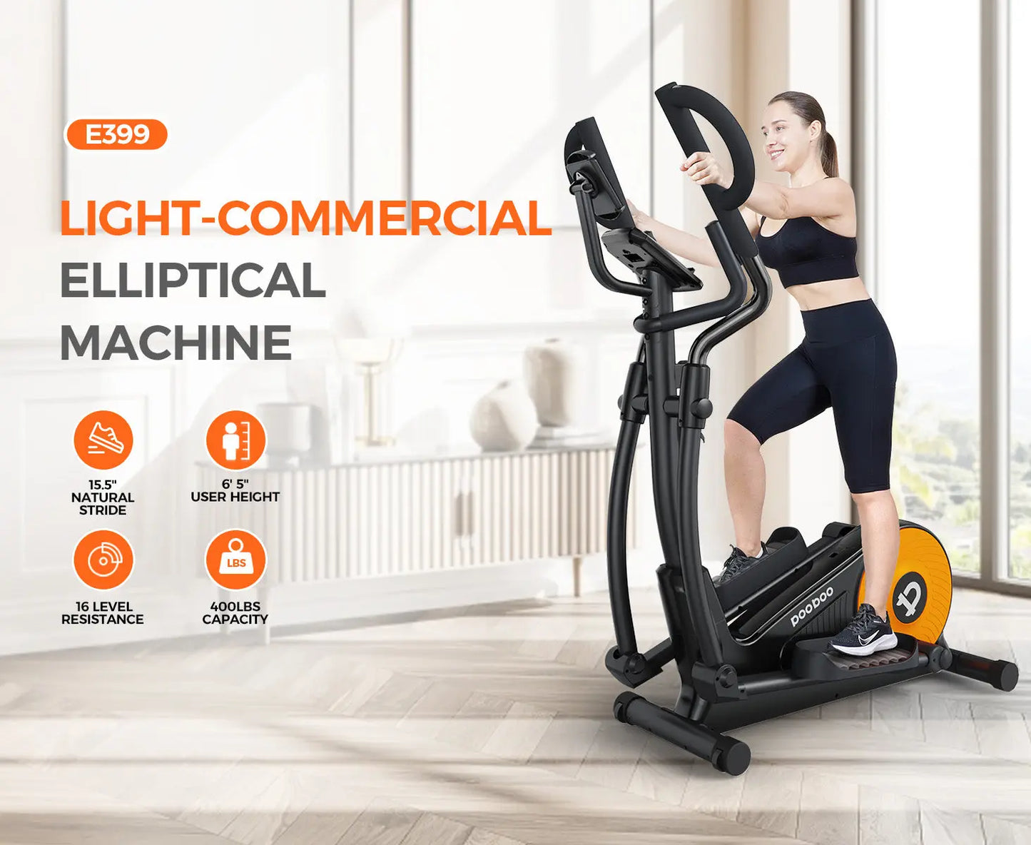 Pooboo Ultra Silent Elliptical machine E399