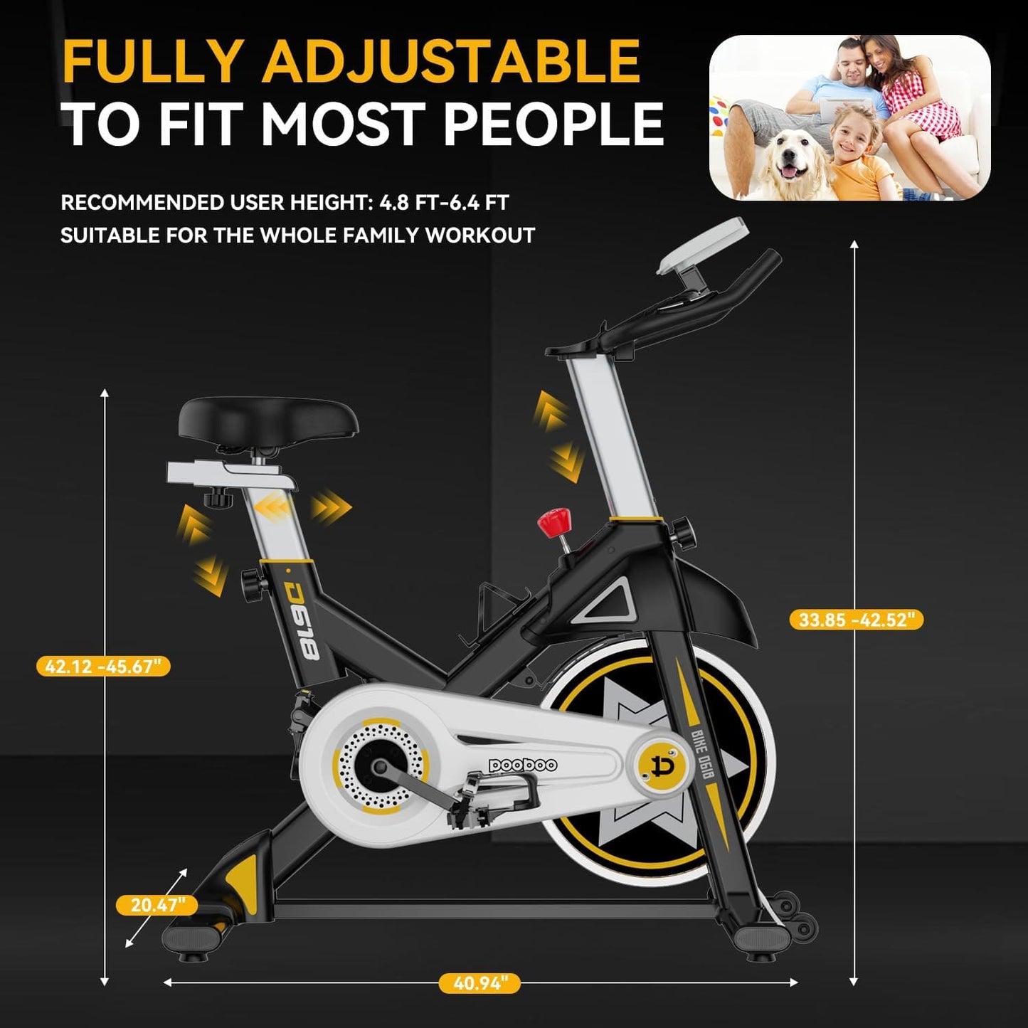 D61801 Silent Belt Drive Indoor Bike