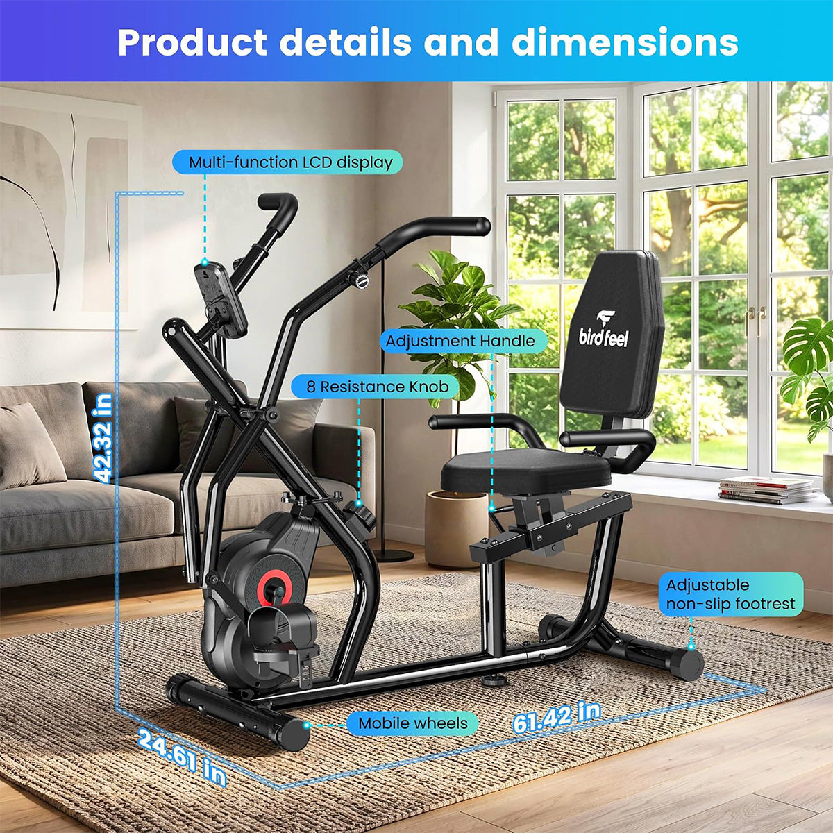 W308 Recumbent Exercise Bike with Arm Exerciser