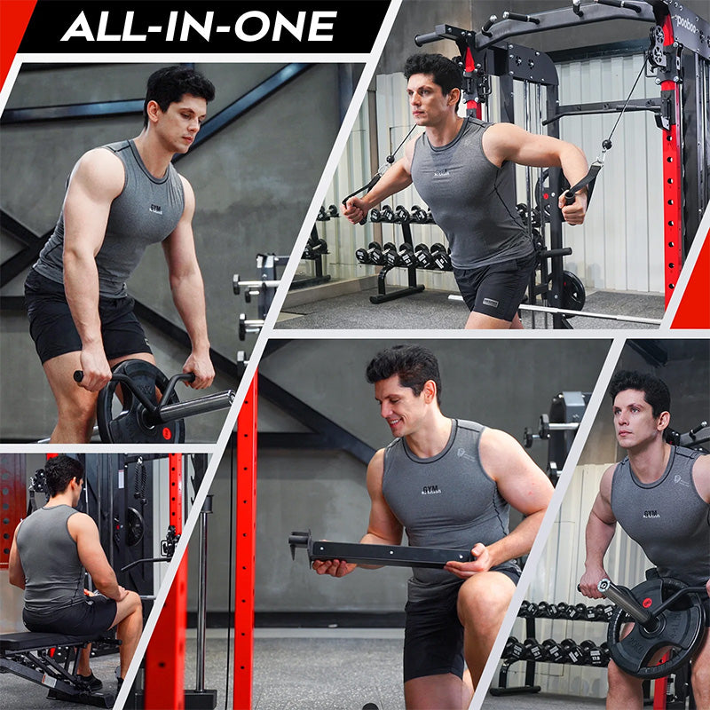 Smith Machine with Adjustable Weight Bench