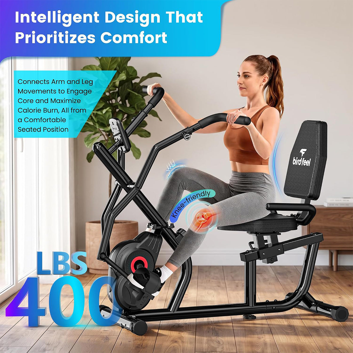 W308 Recumbent Exercise Bike with Arm Exerciser