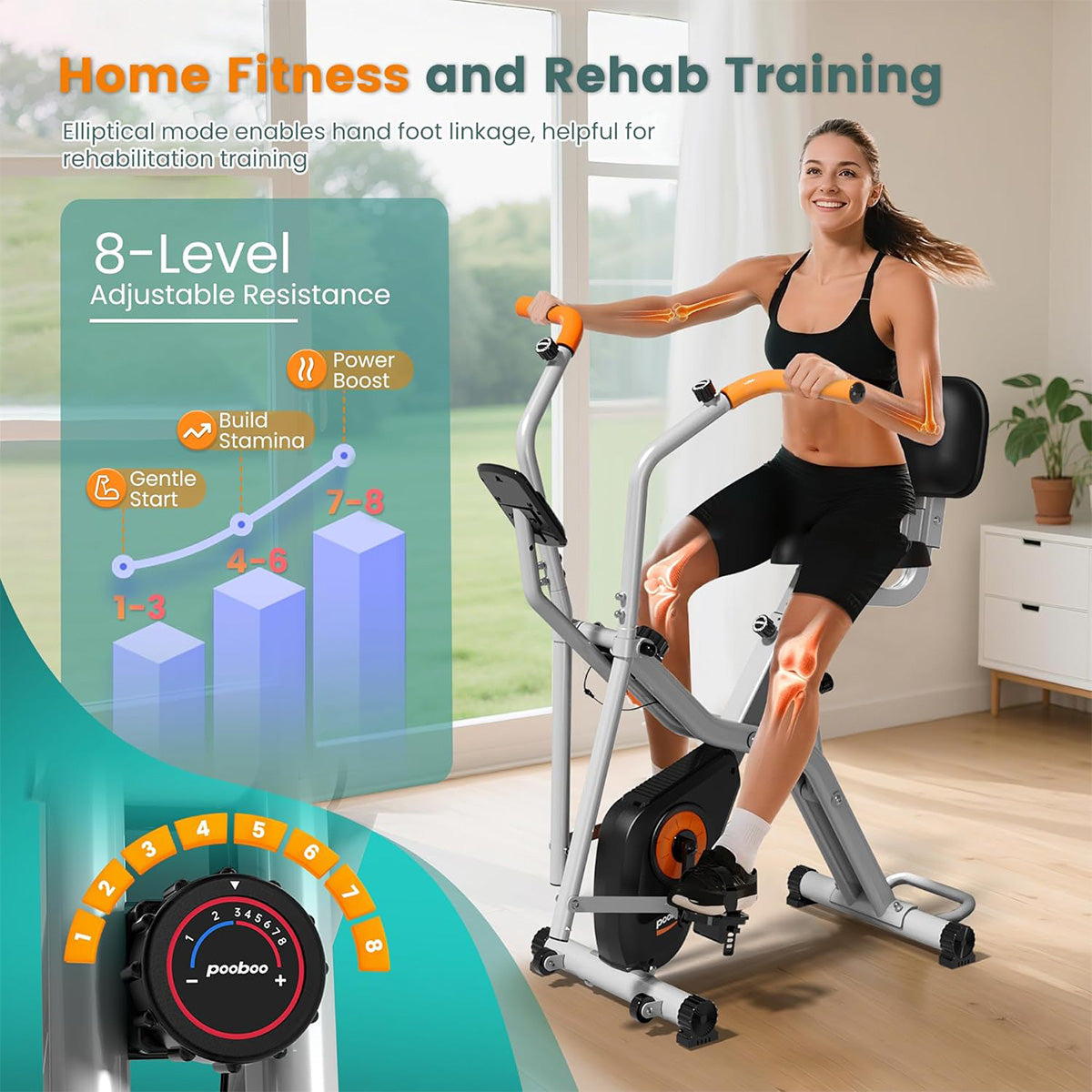 X820 Foldable Exercise Bike with Elliptical Mode