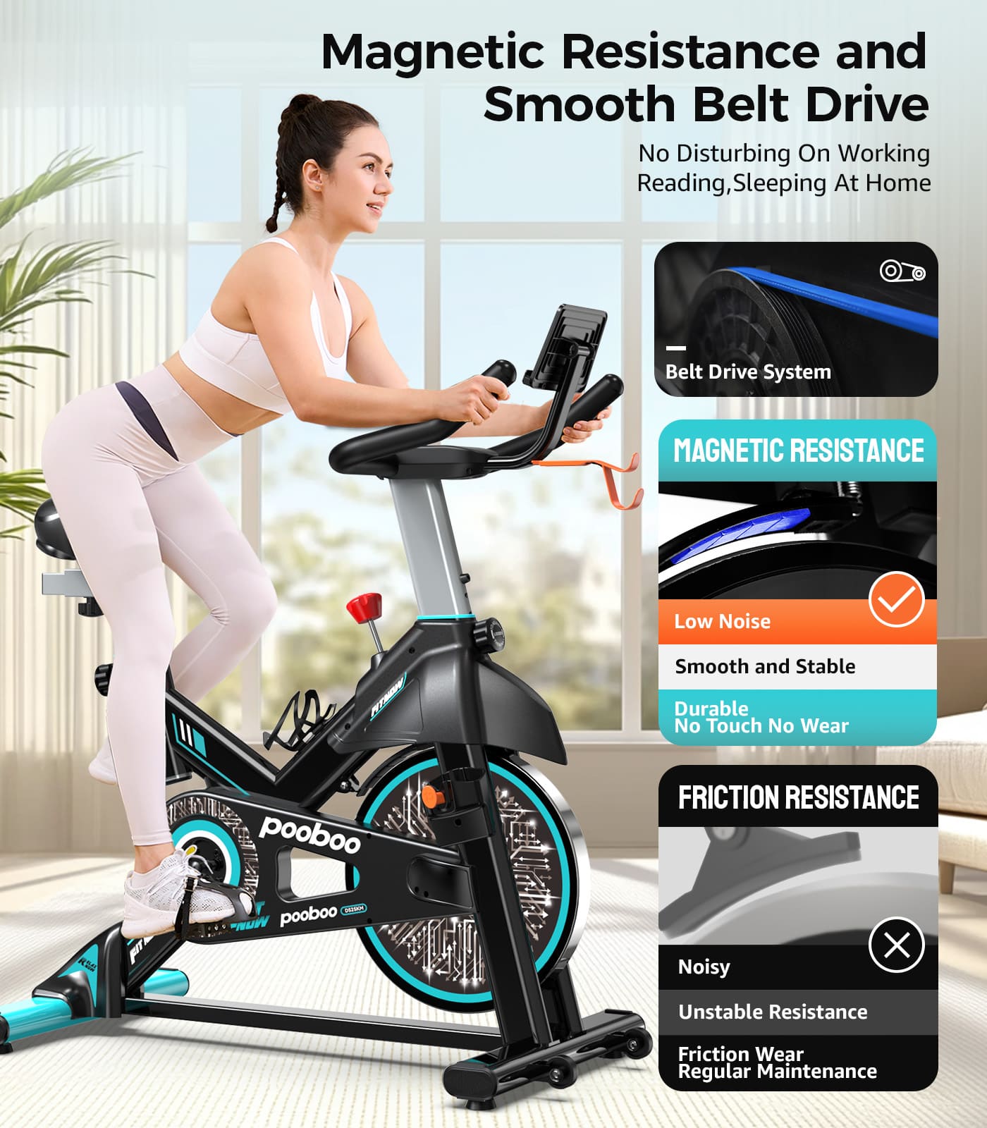 Pooboo Adjustable Magnetic Exercise Bike – POOBOO