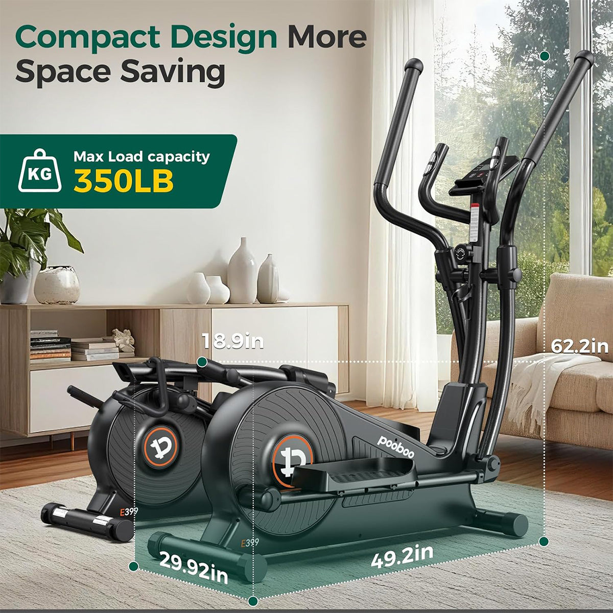 E399 Silent Elliptical machine-Black