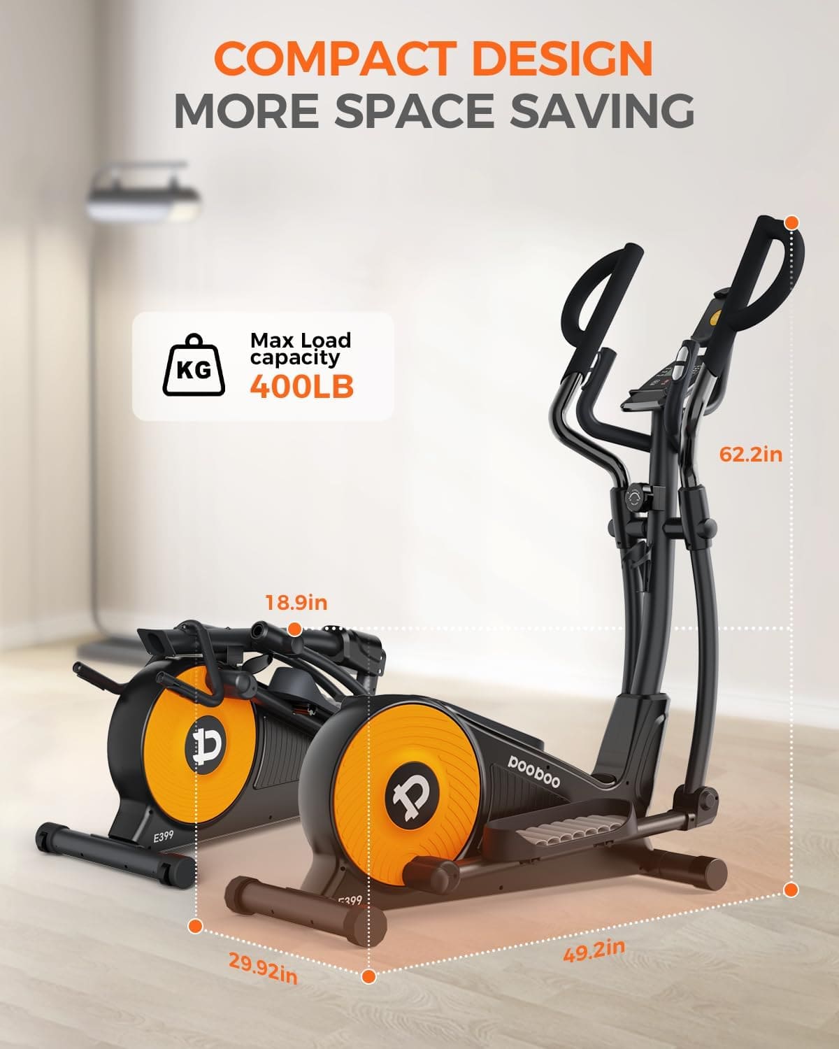 E399 Silent Elliptical machine-Orange