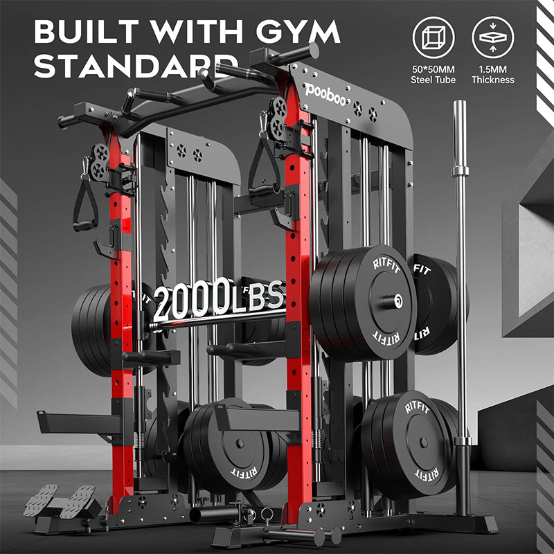 Smith Machine with Adjustable Weight Bench