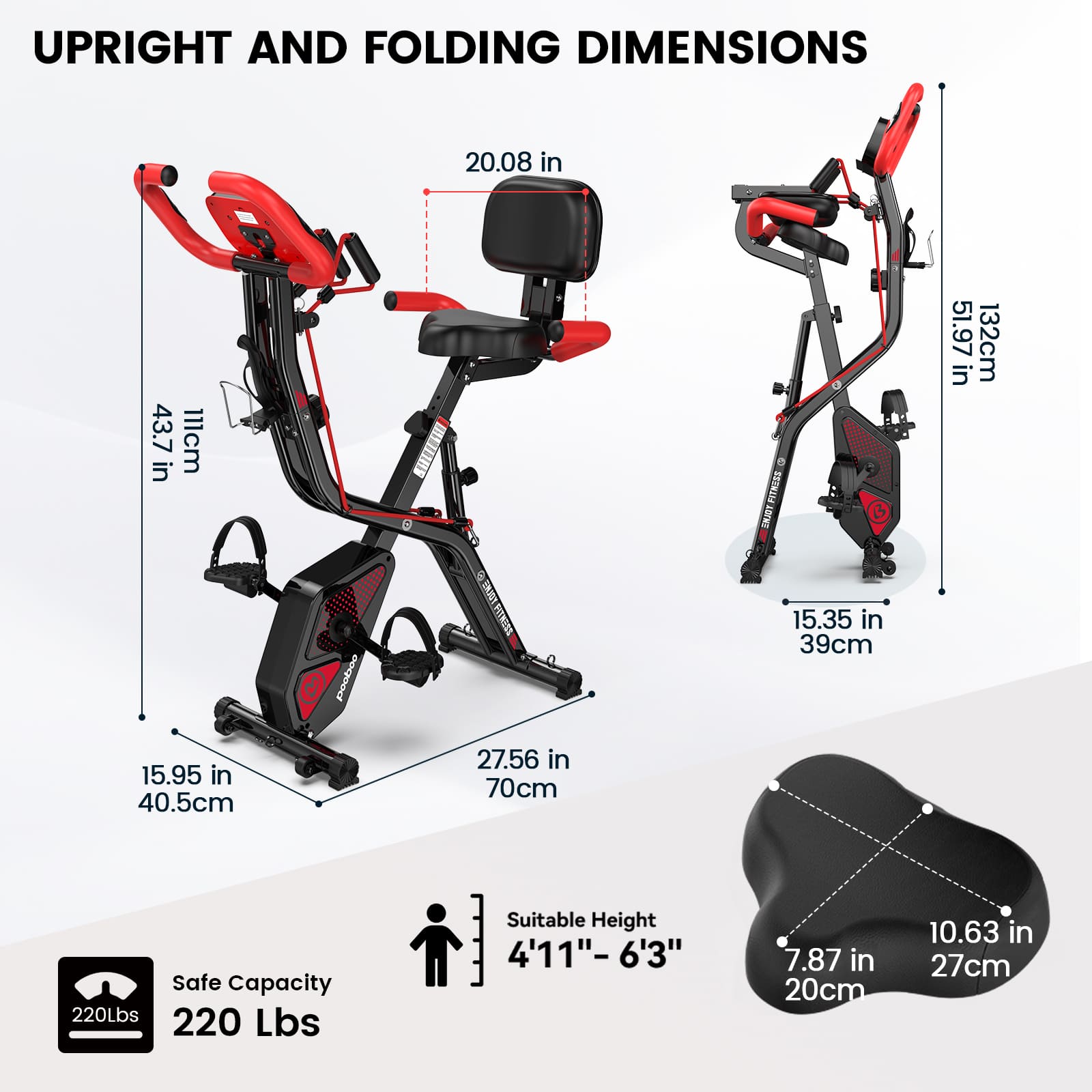 Pooboo 4-in-1 Folding Exercise Bike – POOBOO